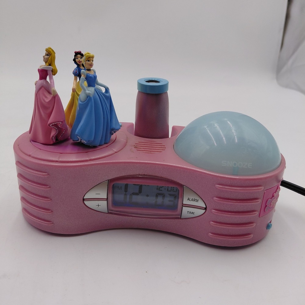 Disney Princess Projector Alarm Clock Pink 8DP069A Cinderella Snow White Aurora